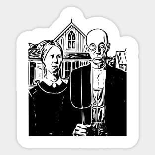 Grant Wood | American Gothic | Line art Sticker